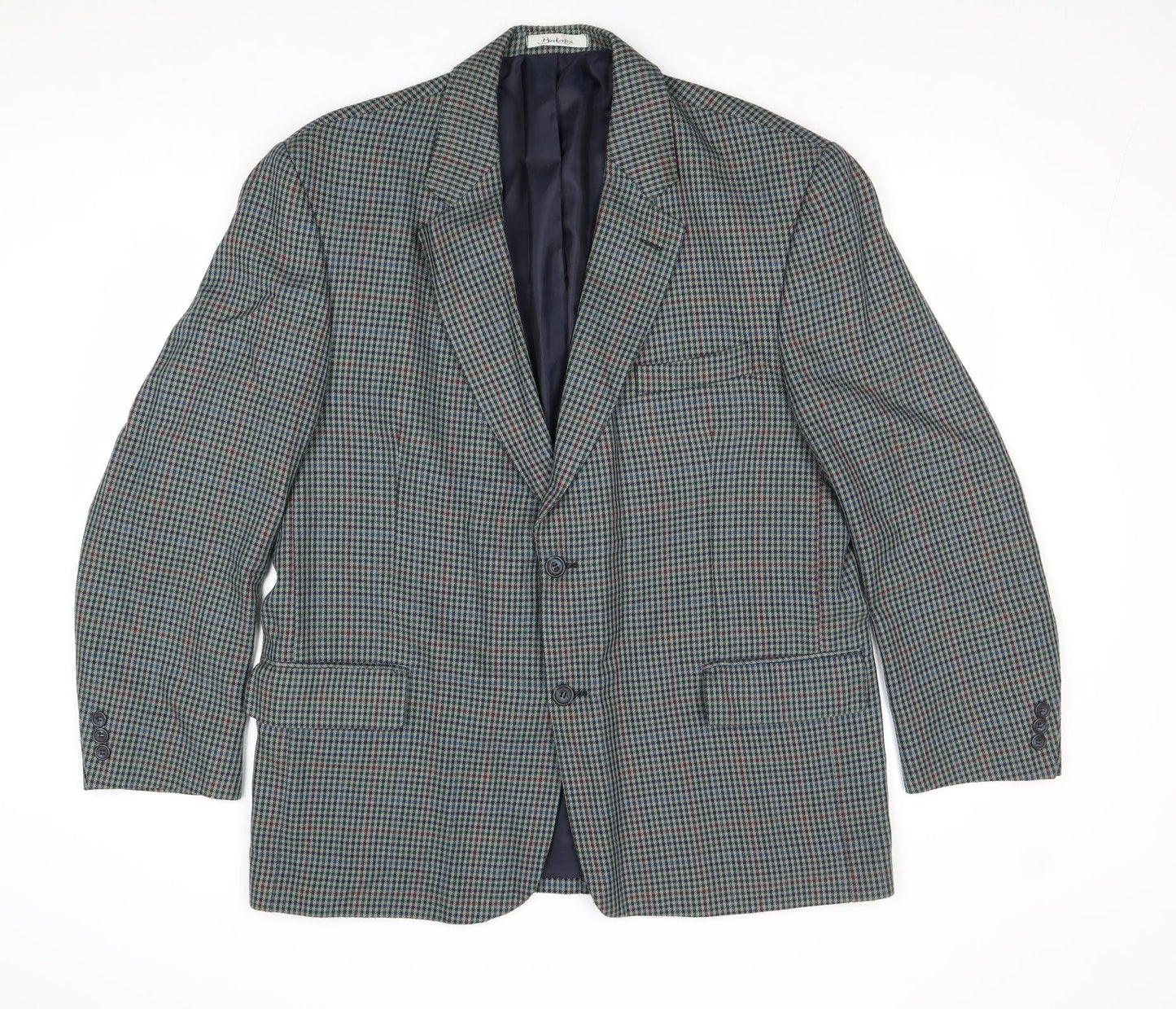Berkertex Mens Green Check Polyester Jacket Suit Jacket Size 44 Regular