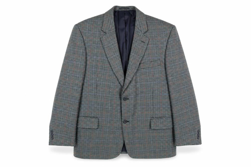 Berkertex Mens Green Check Polyester Jacket Suit Jacket Size 44 Regular