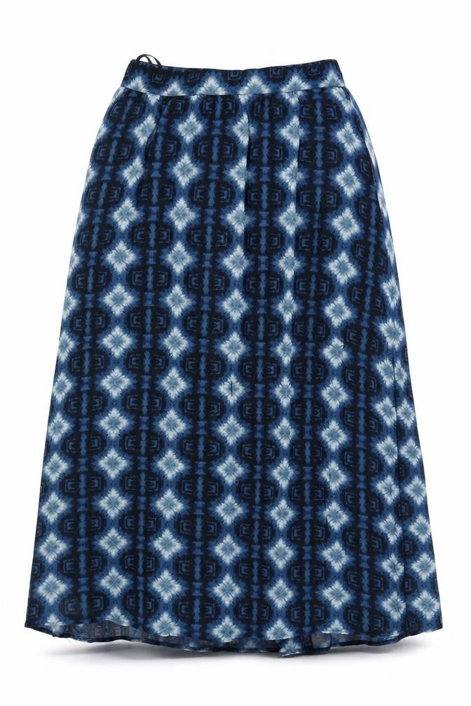 NEXT Womens Blue Geometric Polyester A-Line Skirt Size S Zip