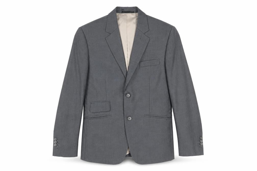 Preworn Mens Grey Polyester Jacket Suit Jacket Size 36 Regular