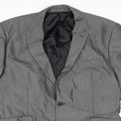 Preworn Mens Grey Polyester Jacket Suit Jacket Size 42 Regular