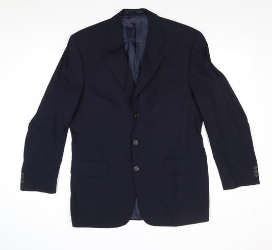 Woolmark Mens Blue Wool Jacket Suit Jacket Size 40 Regular