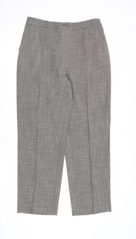 EWM Womens Grey Polyester Trousers Size 12 Regular