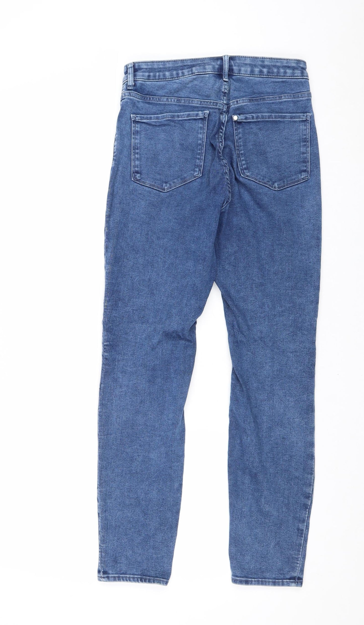 H&M Womens Blue Cotton Straight Jeans Size 28 in Regular Zip