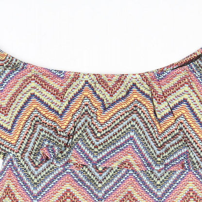 Atmosphere Womens Multicoloured Geometric Viscose Basic Blouse Size 4 Off the Shoulder