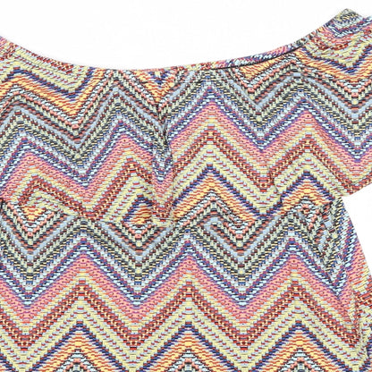 Atmosphere Womens Multicoloured Geometric Viscose Basic Blouse Size 4 Off the Shoulder