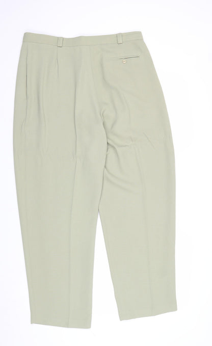 Bonmarché Womens Green Polyester Chino Trousers Size 18 Regular Zip