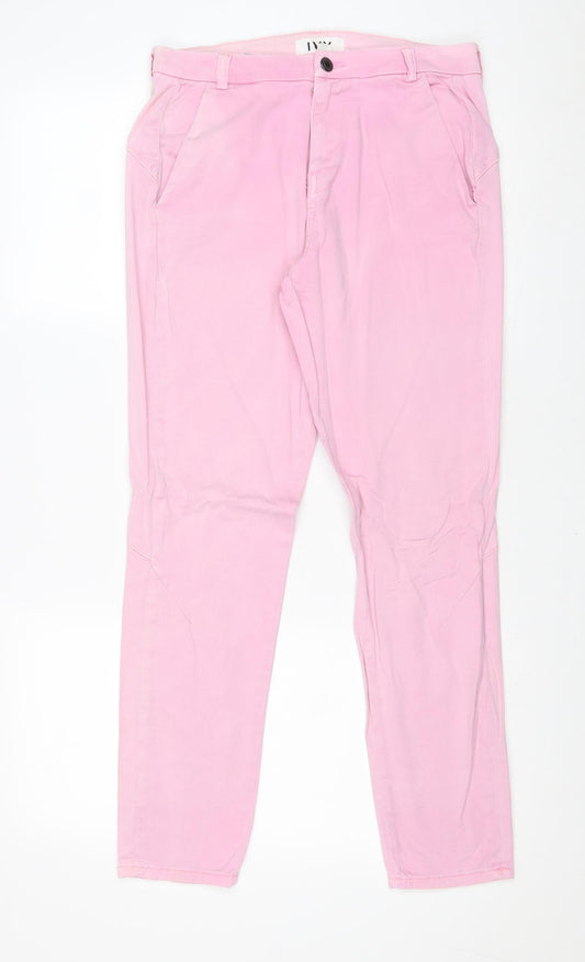 Ivy Womens Pink Cotton Trousers Size 28 in Regular Zip
