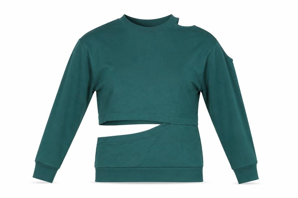 Topshop Womens Green Polyester Pullover Sweatshirt Size 10 Pullover - Cut Out