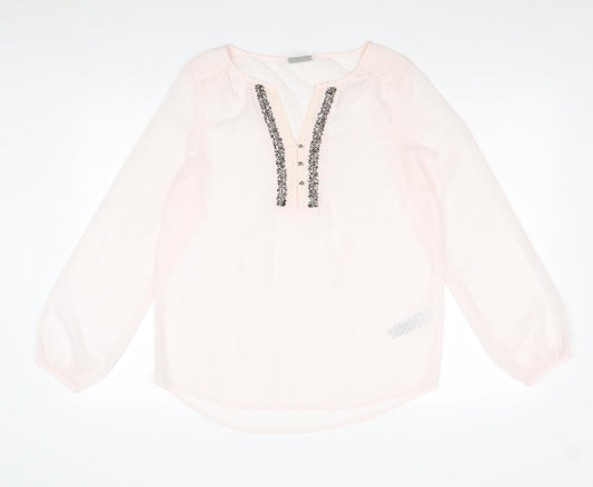 Vera Moda Womens Pink Polyester Basic Blouse Size S V-Neck