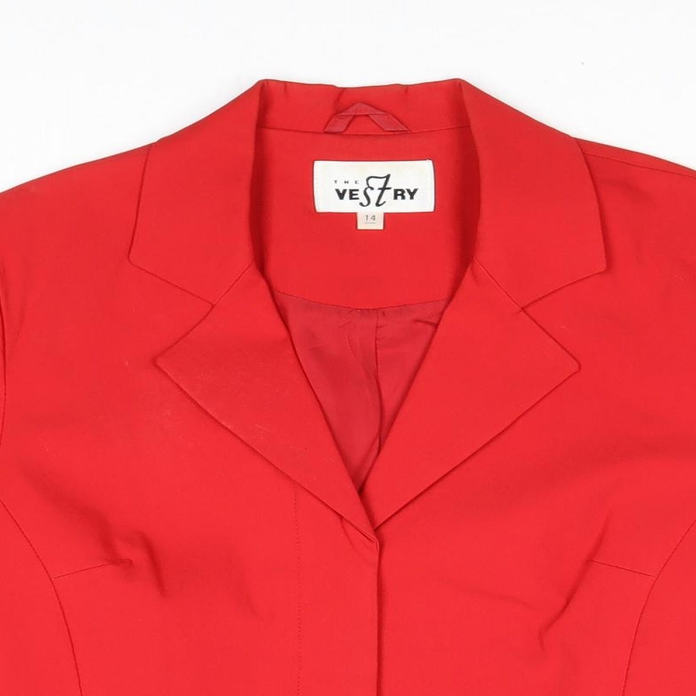 Vestry Womens Red Jacket Blazer Size 14 Button