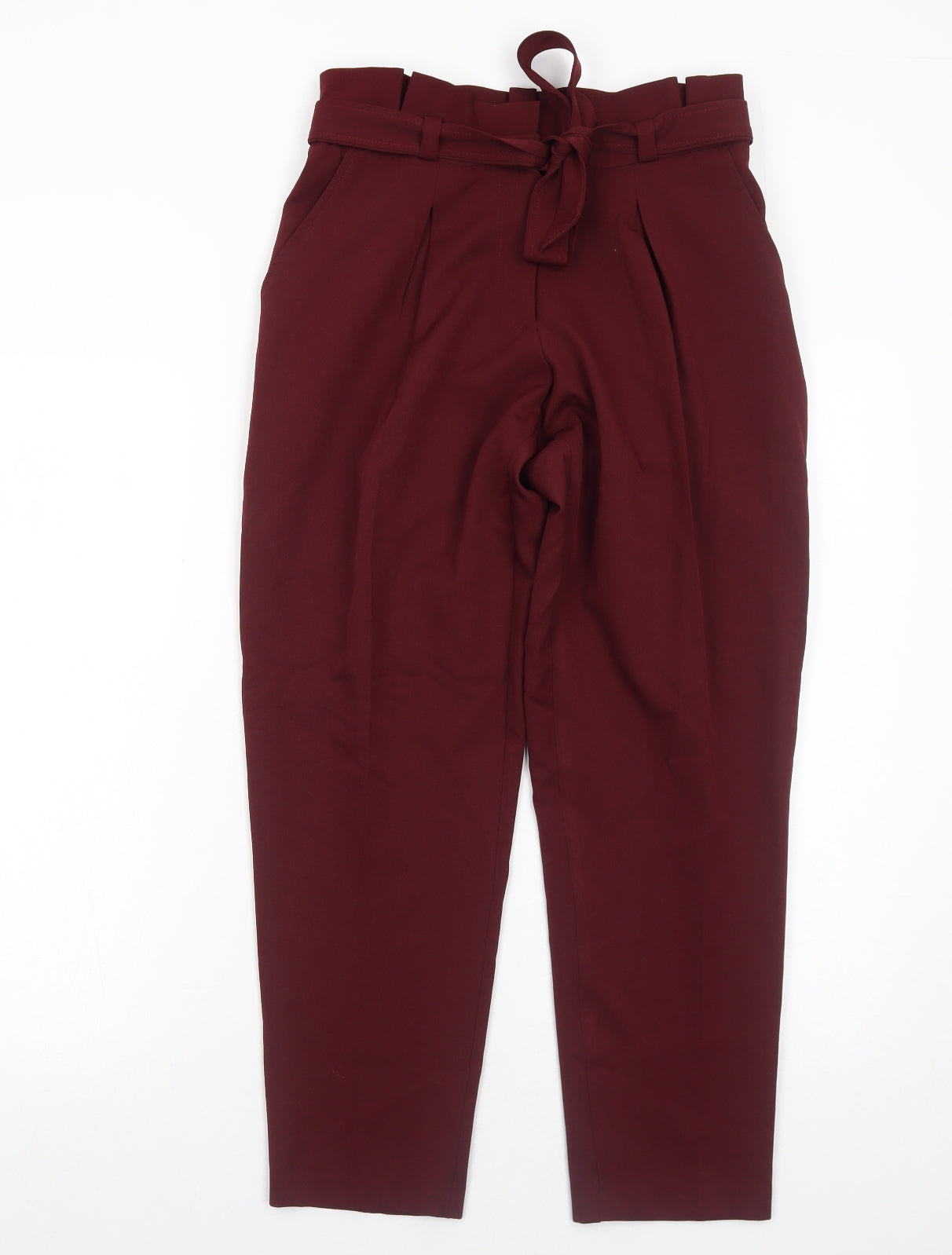 New Look Womens Red Polyester Trousers Size 8 Regular Zip