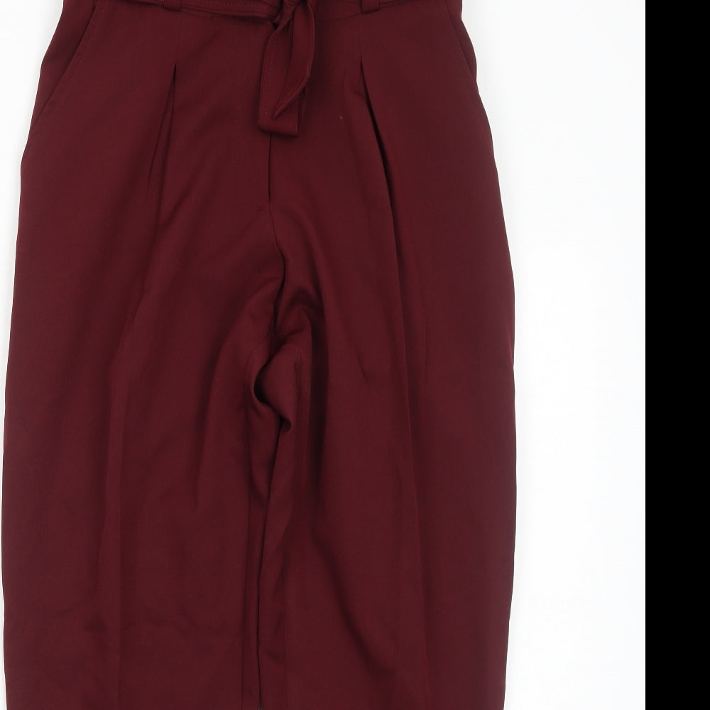 New Look Womens Red Polyester Trousers Size 8 Regular Zip