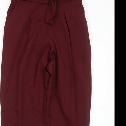 New Look Womens Red Polyester Trousers Size 8 Regular Zip