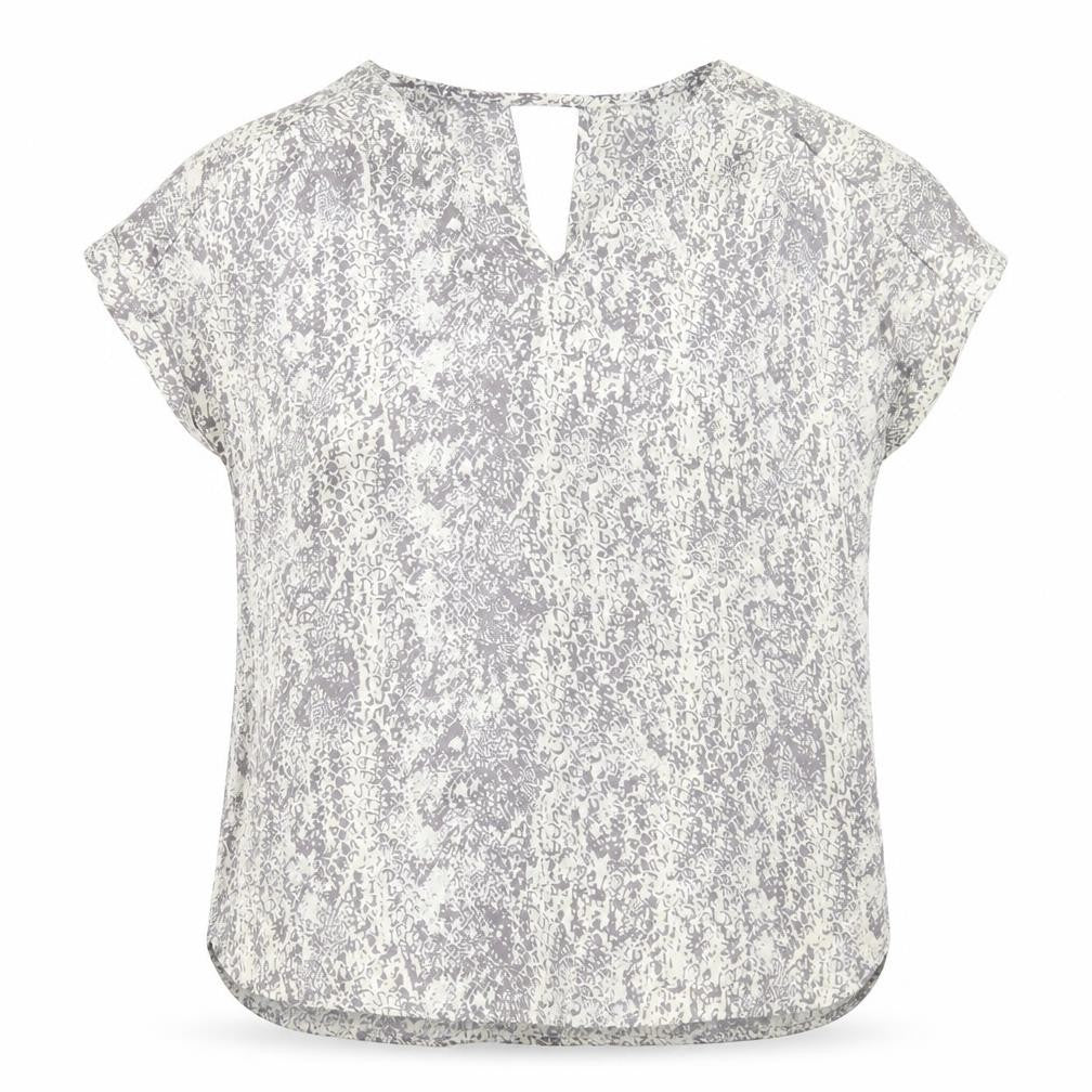 Avon Womens Grey Animal Print Polyester Basic Blouse Size 10 V-Neck - Snake Print