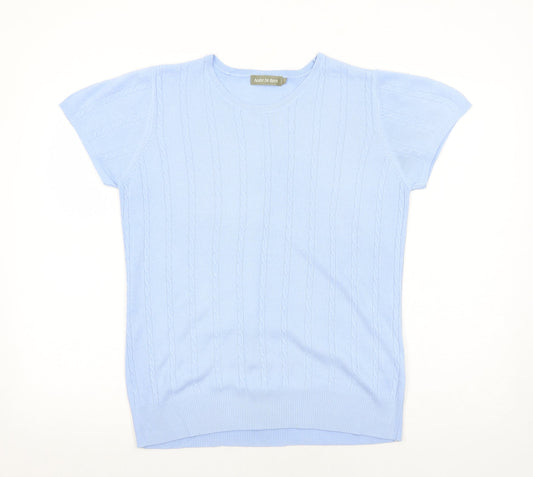 Andre De Brett Womens Blue Round Neck Acrylic Pullover Jumper Size 14 Pullover