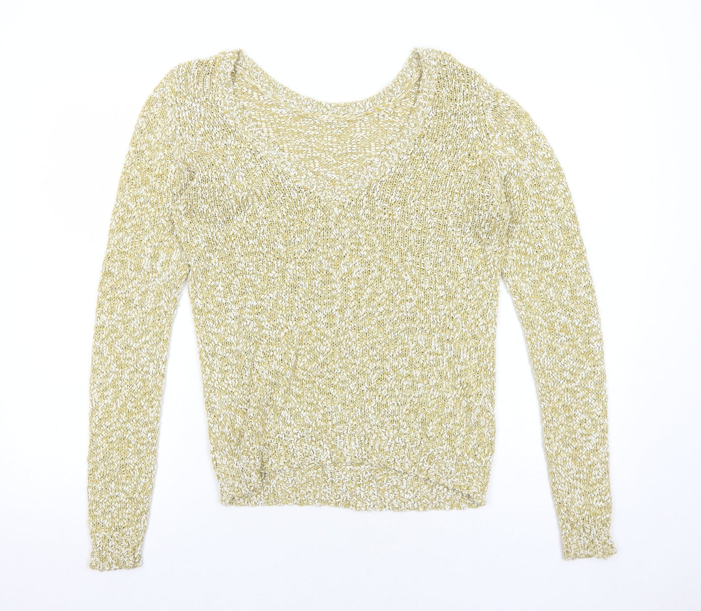VILA Womens Yellow Scoop Neck Polyester Pullover Jumper Size S