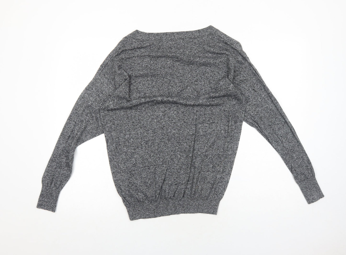 Marks and Spencer Womens Grey V-Neck Cotton Pullover Jumper Size 8