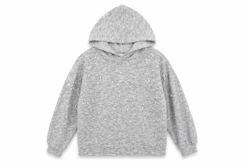 River Island Girls Grey Geometric Viscose Pullover Hoodie Size 9-10 Years Pullover