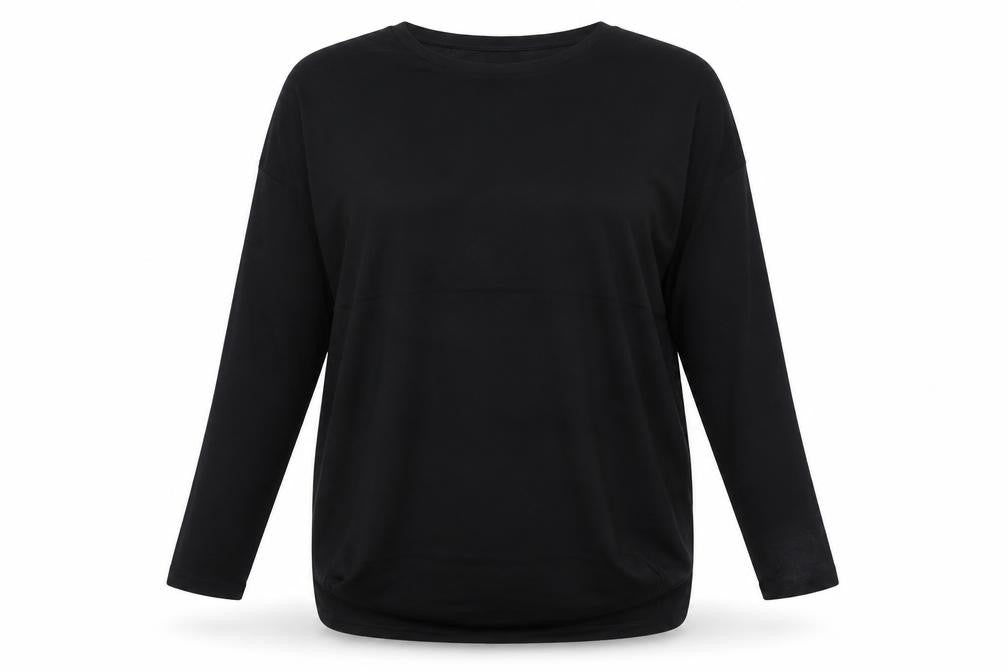 Topshop Womens Black Viscose Basic T-Shirt Size 10 Round Neck