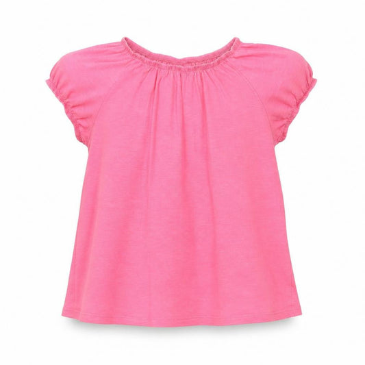 H&M Girls Pink Cotton Basic Blouse Size 9-10 Years Round Neck Pullover