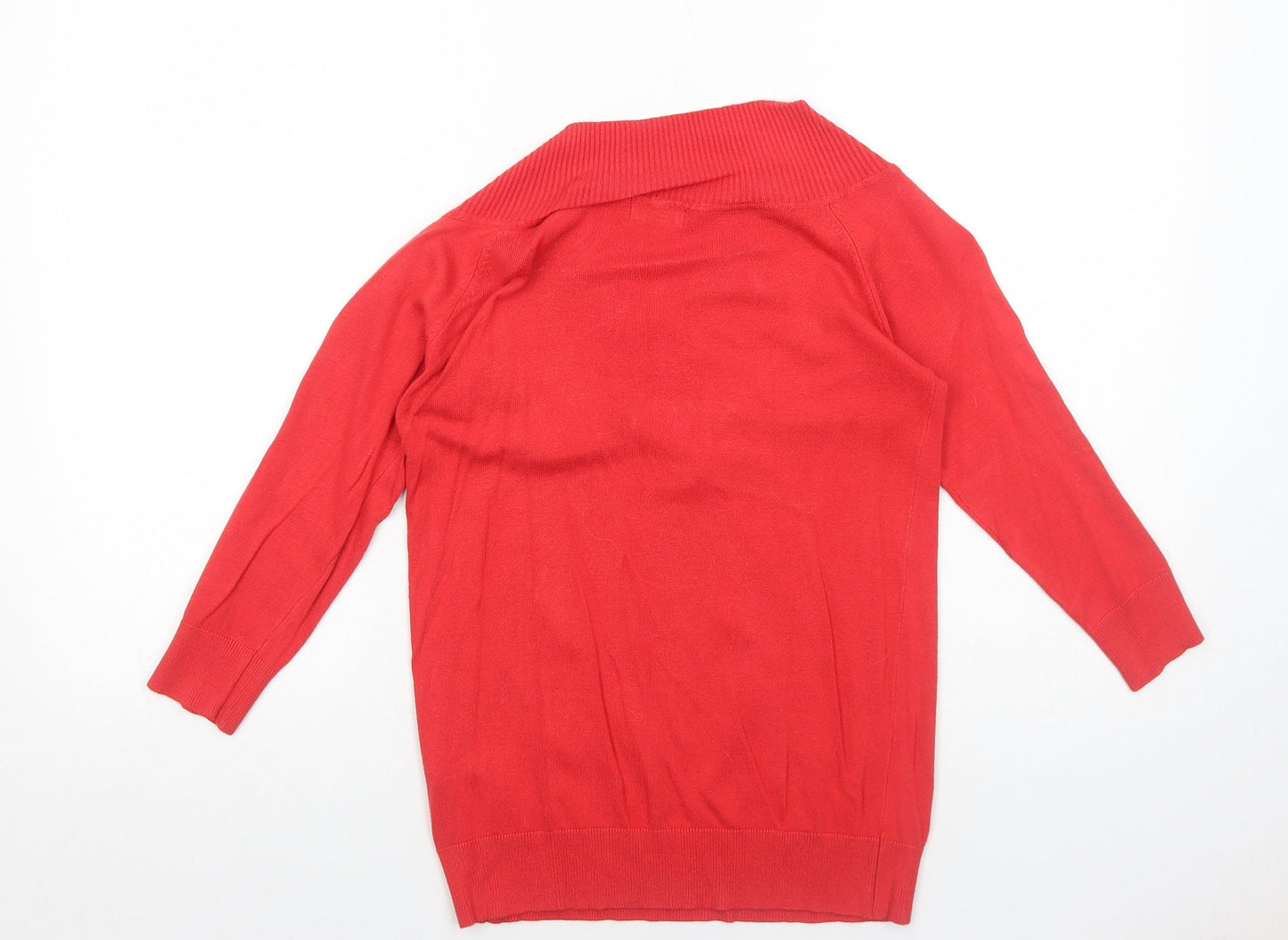 F&F& Womens Red V-Neck Viscose Pullover Jumper Size 10