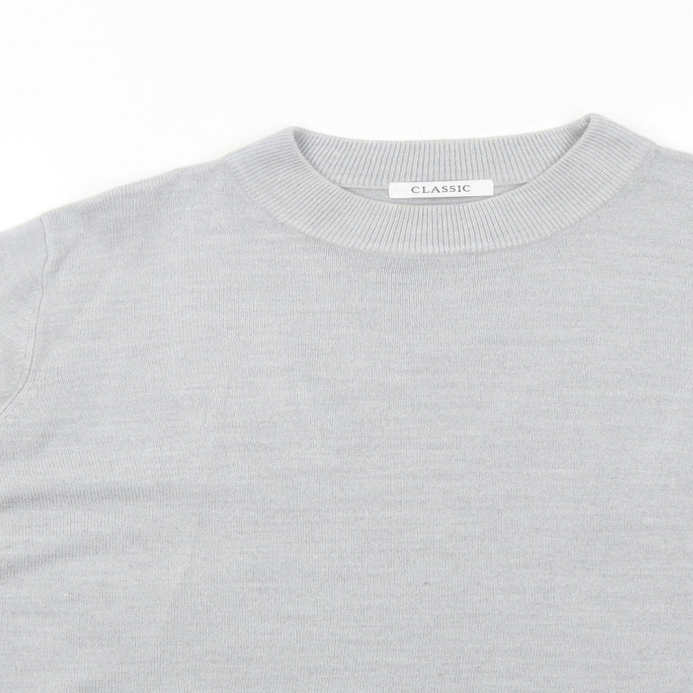 Marks and Spencer Womens Grey Round Neck Acrylic Pullover Jumper Size 18