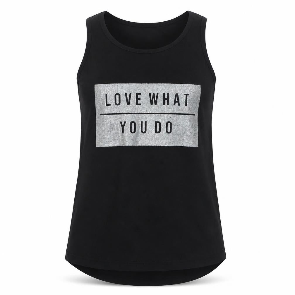 Young Dimension Girls Black Polyester Basic Tank Size 8-9 Years Round Neck Pullover - Love What You DO