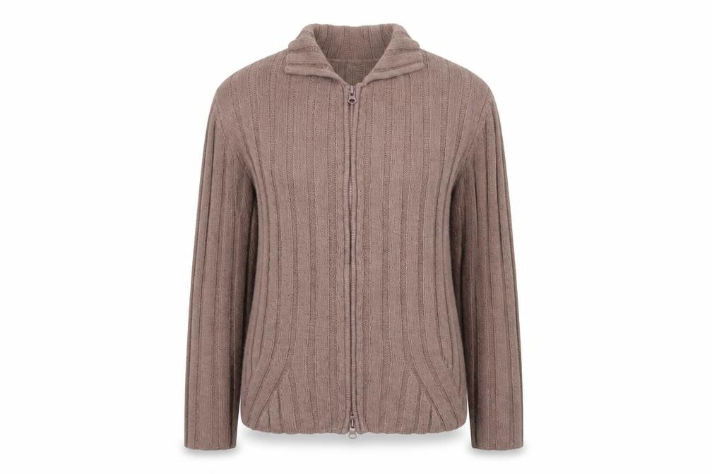 TIGI Womens Brown Collared Acrylic Full Zip Jumper Size 14