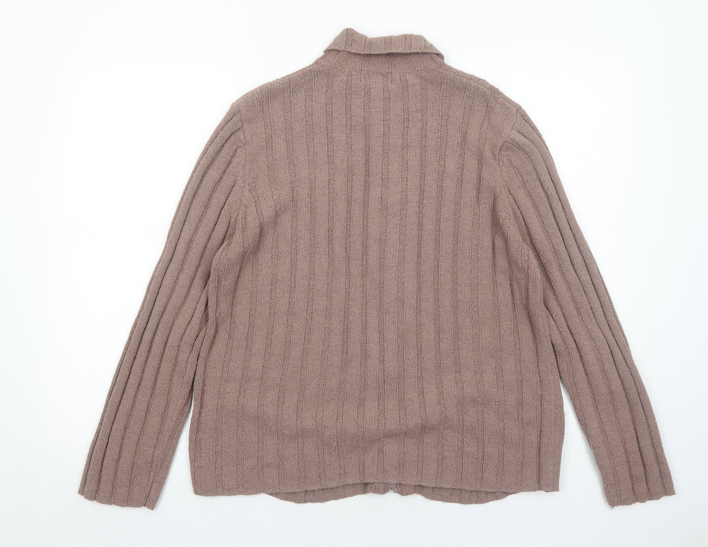 TIGI Womens Brown Collared Acrylic Full Zip Jumper Size 14