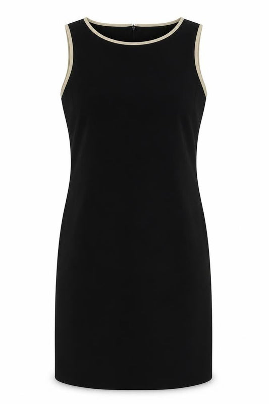 Ann Taylor Womens Black Polyester Shift Size 6 Round Neck Zip