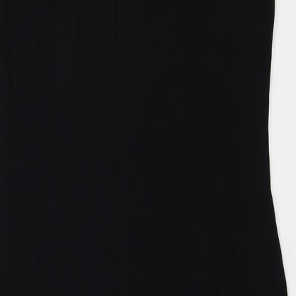 Ann Taylor Womens Black Polyester Shift Size 6 Round Neck Zip