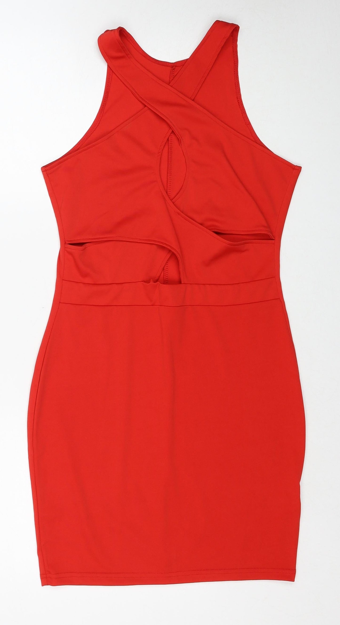 Preworn Womens Red Polyester Shift Size M Round Neck Pullover