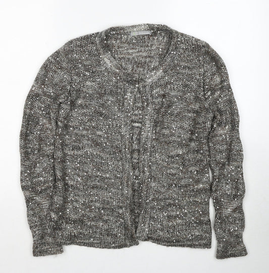 Marks and Spencer Womens Grey Round Neck Polyester Cardigan Jumper Size 12