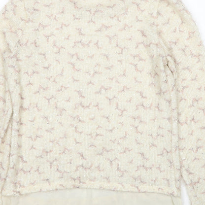 George Womens Beige Roll Neck Geometric Polyester Pullover Jumper Size 10