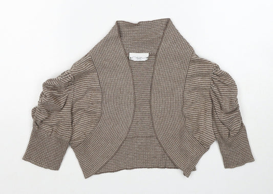 New Look Womens Brown V-Neck Striped Acrylic Cardigan Jumper Size M