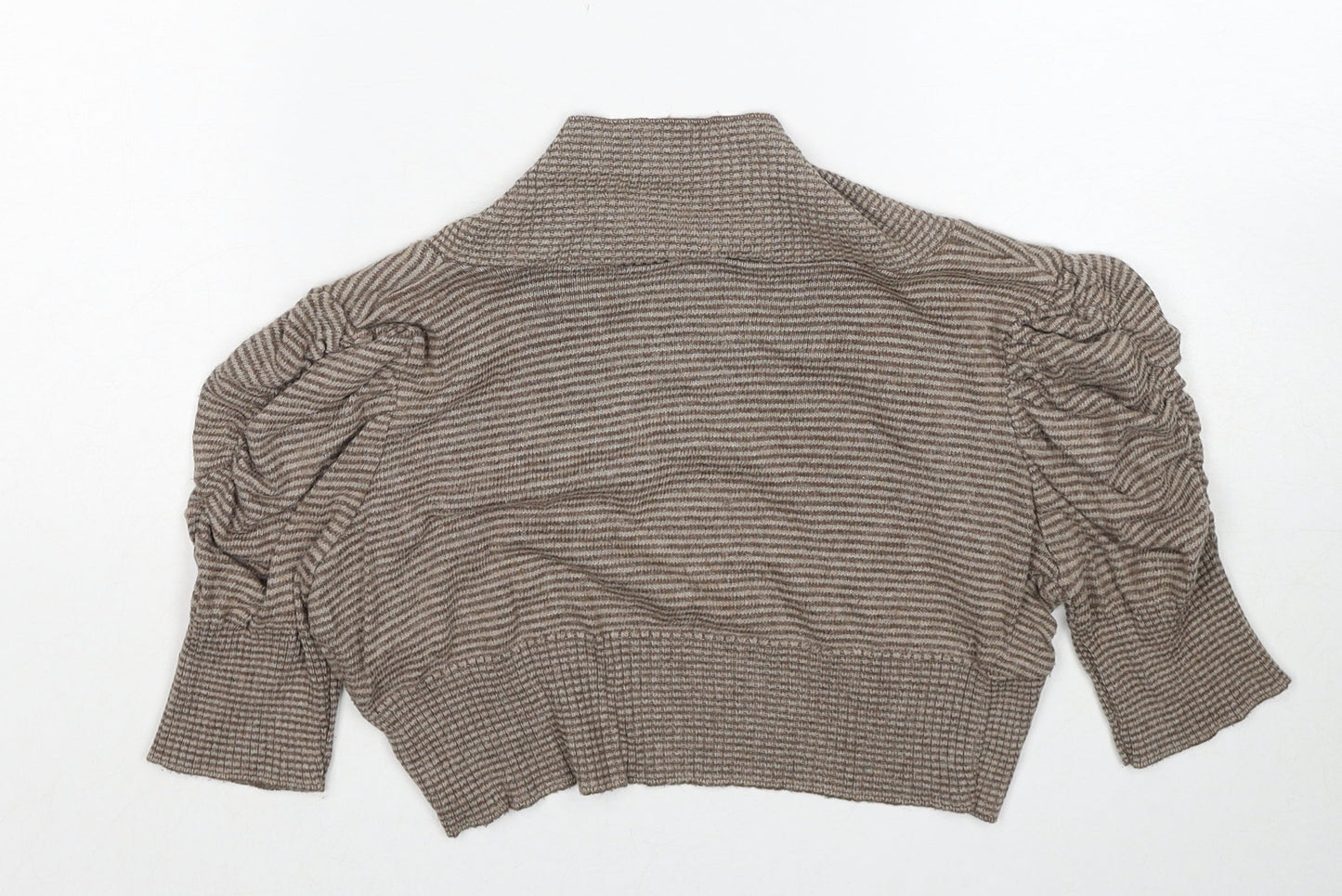 New Look Womens Brown V-Neck Striped Acrylic Cardigan Jumper Size M