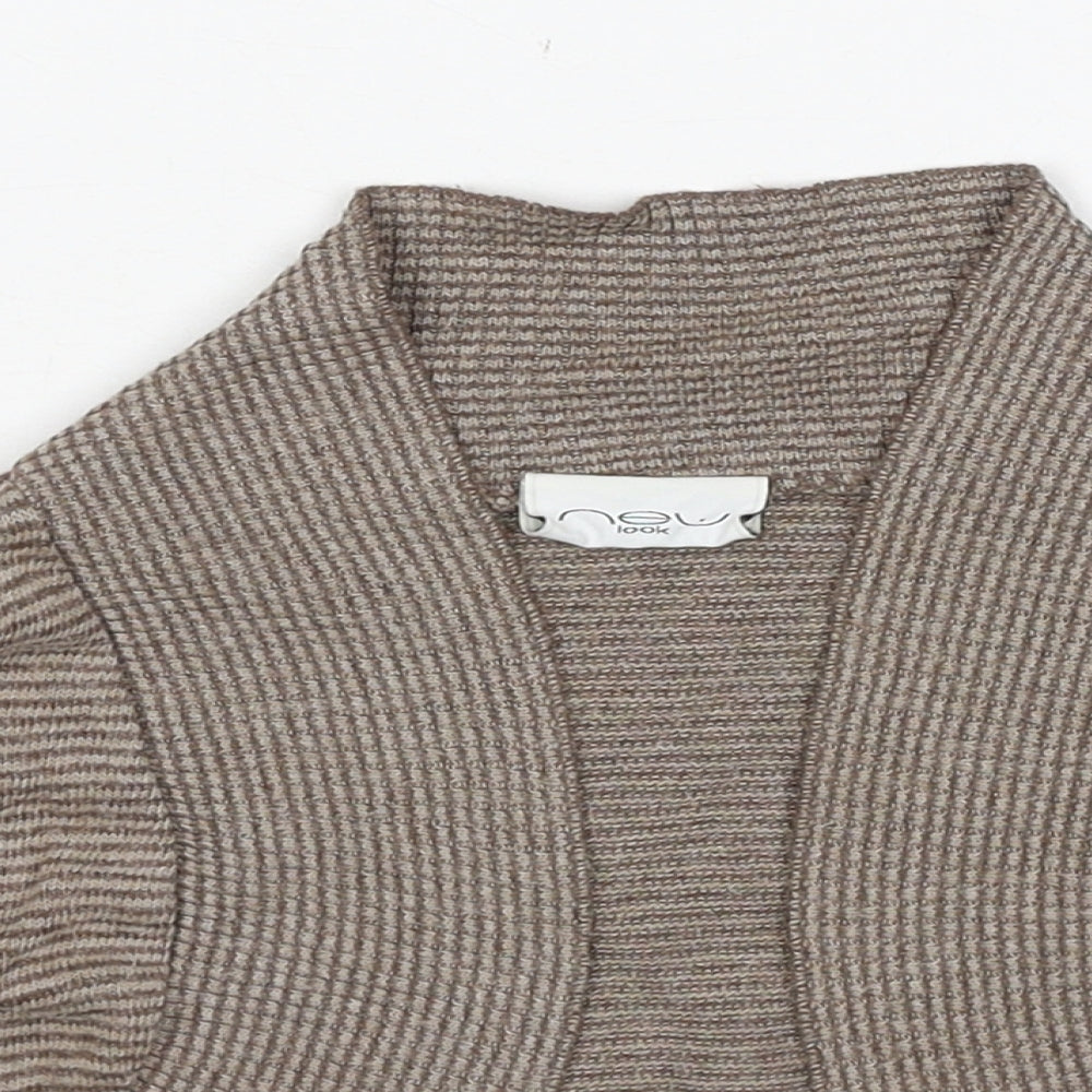 New Look Womens Brown V-Neck Striped Acrylic Cardigan Jumper Size M