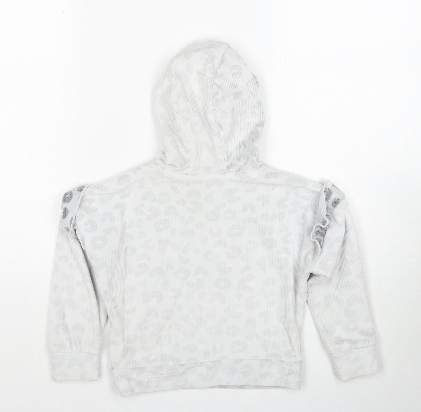 Matalan Girls Grey Geometric Polyester Pullover Hoodie Size 4 Years Pullover