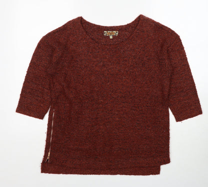 Next Womens Red Round Neck Acrylic Pullover Jumper Size 12