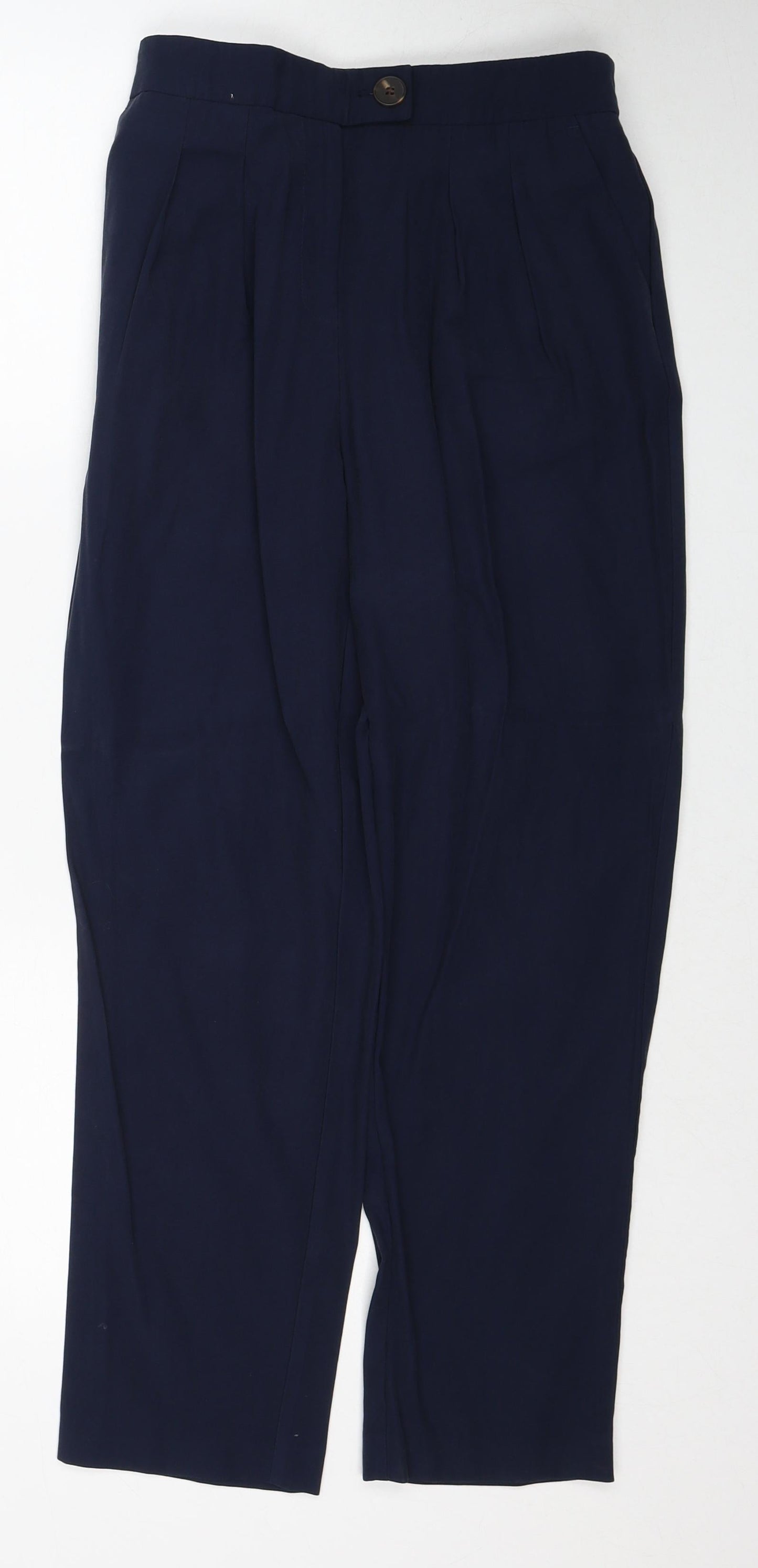 Very Womens Blue Viscose Trousers Size 10 Regular Zip