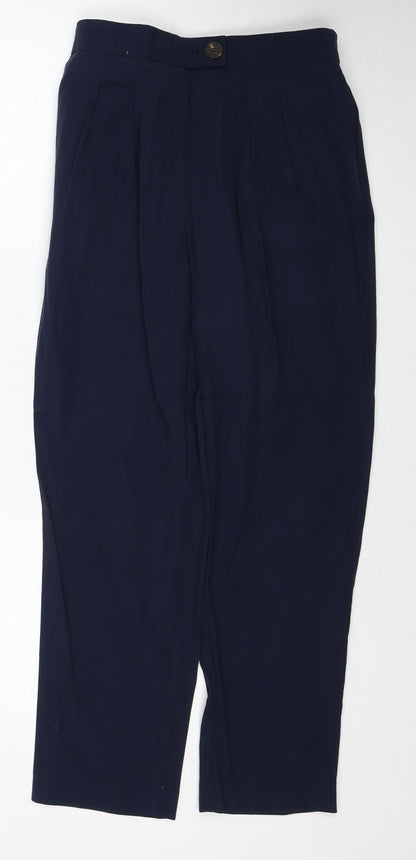 Very Womens Blue Viscose Trousers Size 10 Regular Zip