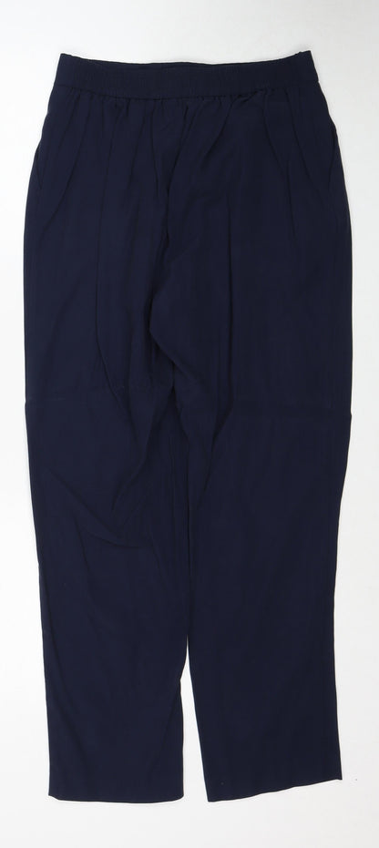 Very Womens Blue Viscose Trousers Size 10 Regular Zip