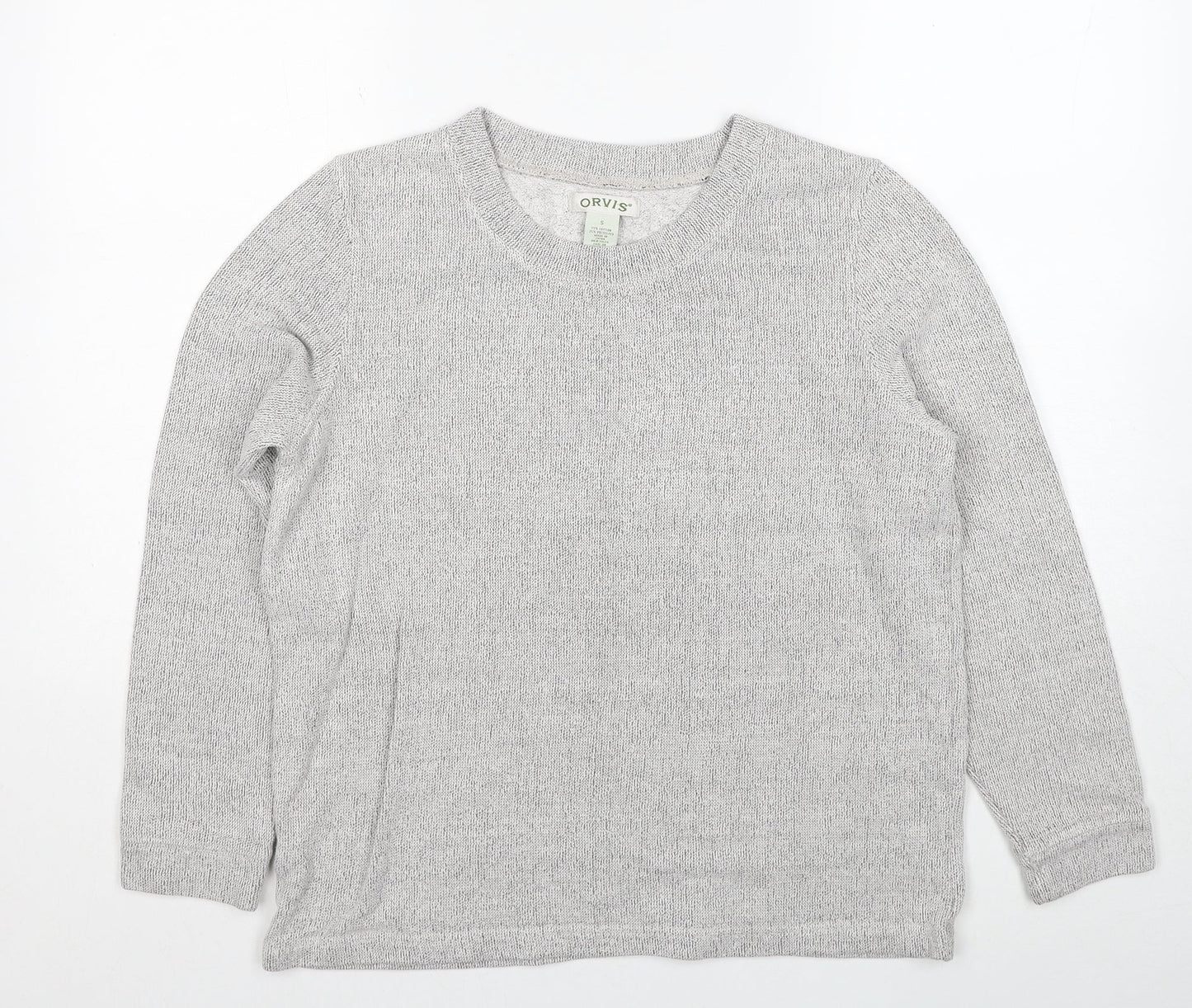 Orvis Womens Grey Round Neck Cotton Pullover Jumper Size S
