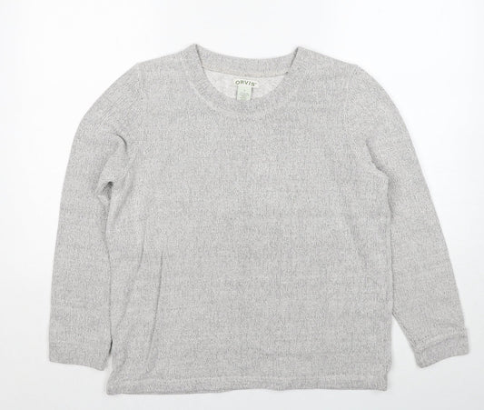 Orvis Womens Grey Round Neck Cotton Pullover Jumper Size S