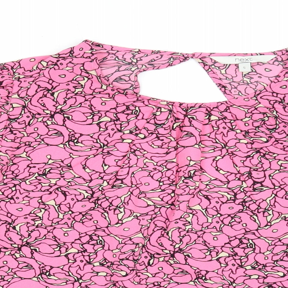 NEXT Womens Pink Geometric Polyester Basic Blouse Size S Round Neck