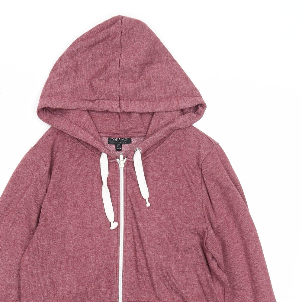 Topshop Womens Purple Polyester Full Zip Hoodie Size 8 Zip