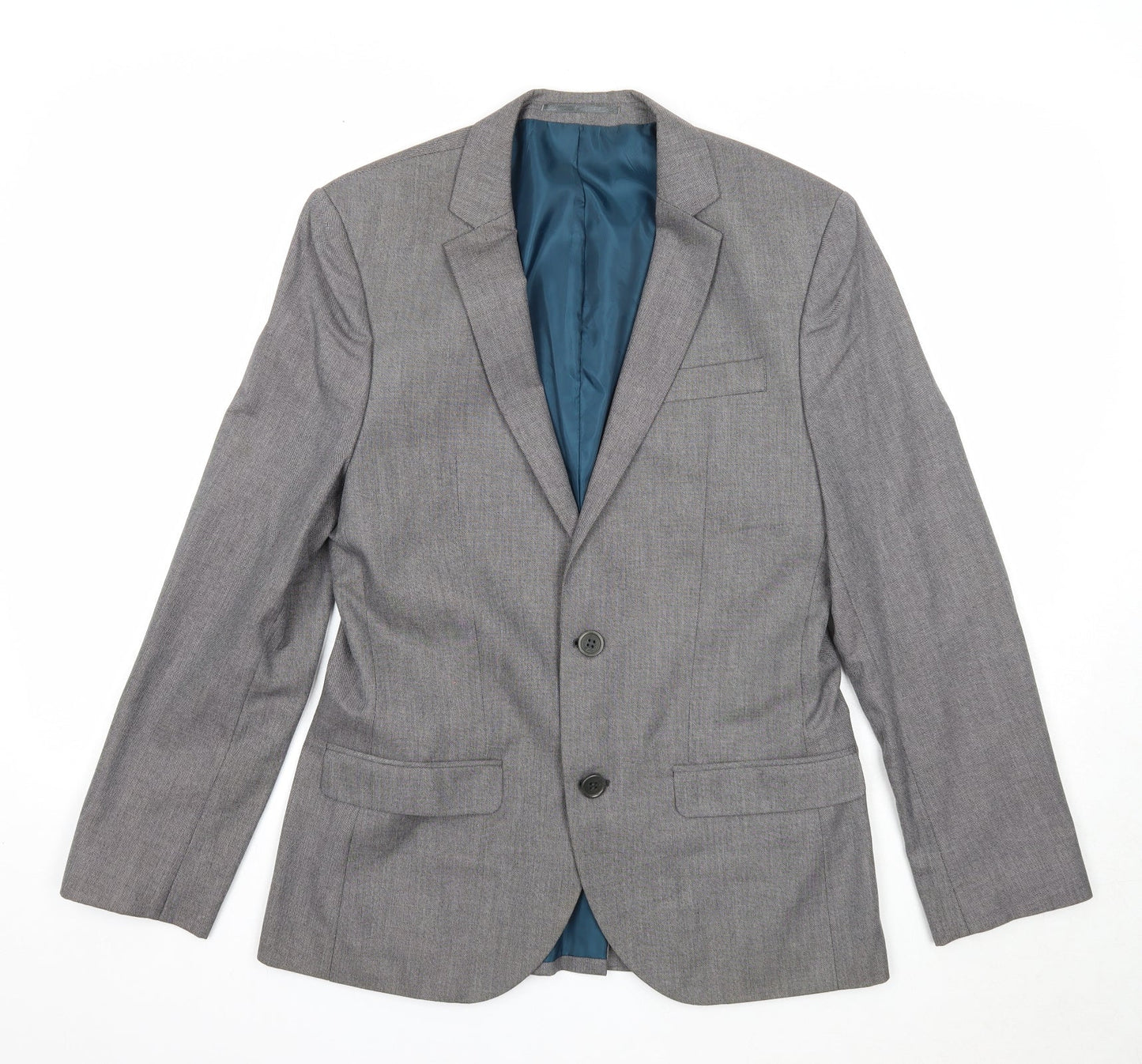 River Island Mens Grey Polyester Jacket Suit Jacket Size 38 Regular