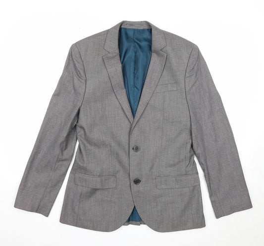 River Island Mens Grey Polyester Jacket Suit Jacket Size 38 Regular