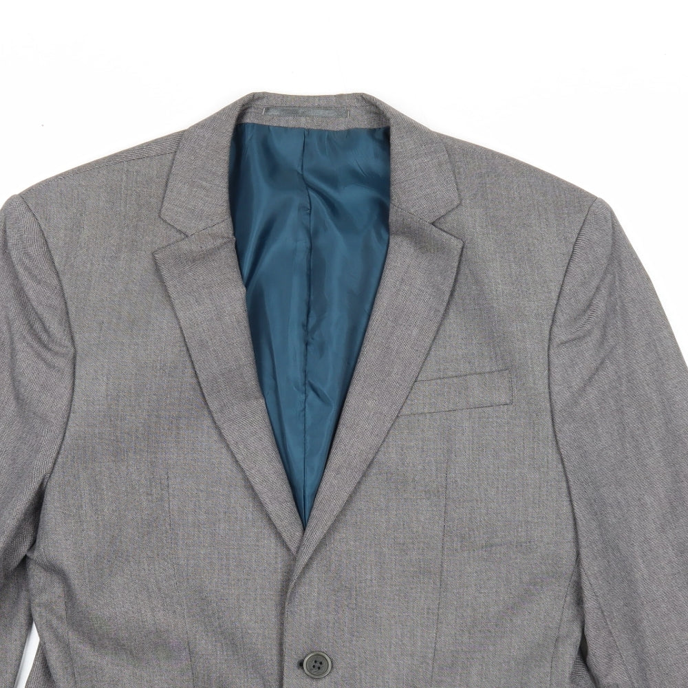 River Island Mens Grey Polyester Jacket Suit Jacket Size 38 Regular